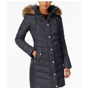 Michael kors faux fur trim down coat